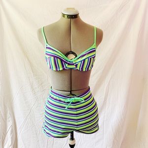 ❤️ SOLD ❤️ VTG NEON STRIPE BIKINI